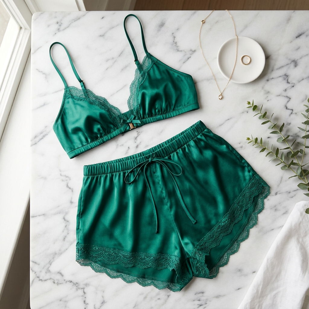 Emerald Satin Sleepset